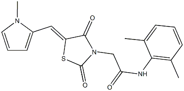 N-(2,6-dimethylphenyl)-2-{5-[(1-methyl-1H-pyrrol-2-yl)methylene]-2,4-dioxo-1,3-thiazolidin-3-yl}acetamide Struktur