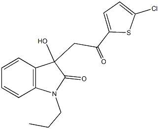 3-[2-(5-chloro-2-thienyl)-2-oxoethyl]-3-hydroxy-1-propyl-1,3-dihydro-2H-indol-2-one Struktur