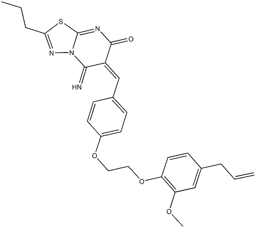 6-{4-[2-(4-allyl-2-methoxyphenoxy)ethoxy]benzylidene}-5-imino-2-propyl-5,6-dihydro-7H-[1,3,4]thiadiazolo[3,2-a]pyrimidin-7-one Struktur