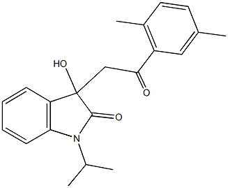 3-[2-(2,5-dimethylphenyl)-2-oxoethyl]-3-hydroxy-1-isopropyl-1,3-dihydro-2H-indol-2-one Struktur