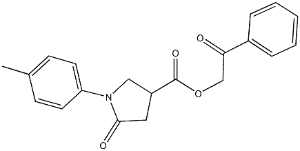 2-oxo-2-phenylethyl 1-(4-methylphenyl)-5-oxo-3-pyrrolidinecarboxylate Struktur