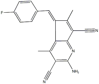 2-amino-5-(4-fluorobenzylidene)-4,6-dimethyl-5H-cyclopenta[b]pyridine-3,7-dicarbonitrile Struktur