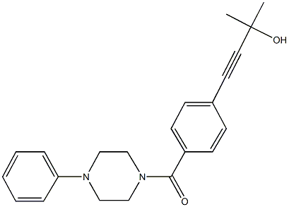 2-methyl-4-{4-[(4-phenyl-1-piperazinyl)carbonyl]phenyl}-3-butyn-2-ol Struktur