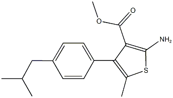 methyl 2-amino-4-(4-isobutylphenyl)-5-methyl-3-thiophenecarboxylate Struktur