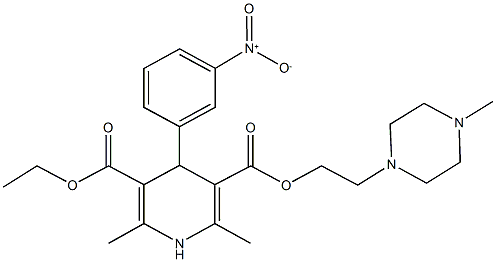 3-ethyl 5-[2-(4-methyl-1-piperazinyl)ethyl] 4-{3-nitrophenyl}-2,6-dimethyl-1,4-dihydro-3,5-pyridinedicarboxylate Struktur