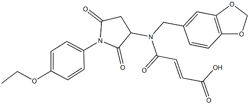 4-{(1,3-benzodioxol-5-ylmethyl)[1-(4-ethoxyphenyl)-2,5-dioxo-3-pyrrolidinyl]amino}-4-oxo-2-butenoic acid Struktur