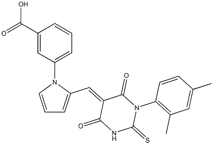 3-{2-[(1-(2,4-dimethylphenyl)-4,6-dioxo-2-thioxotetrahydro-5(2H)-pyrimidinylidene)methyl]-1H-pyrrol-1-yl}benzoic acid Struktur