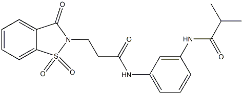 N-(3-{[3-(1,1-dioxido-3-oxo-1,2-benzisothiazol-2(3H)-yl)propanoyl]amino}phenyl)-2-methylpropanamide Struktur