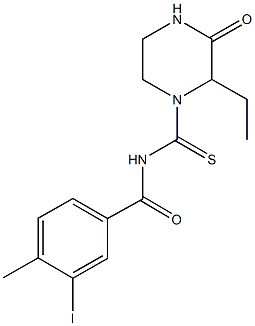 N-[(2-ethyl-3-oxo-1-piperazinyl)carbothioyl]-3-iodo-4-methylbenzamide Struktur