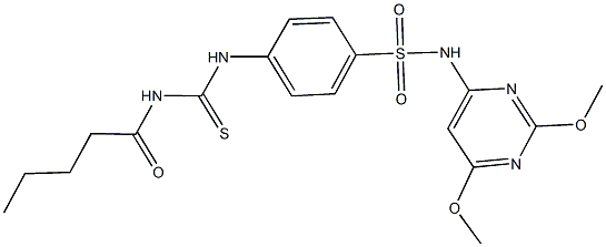 N-(2,6-dimethoxy-4-pyrimidinyl)-4-{[(pentanoylamino)carbothioyl]amino}benzenesulfonamide Struktur