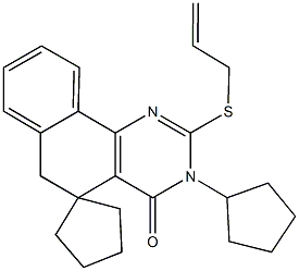 2-(allylsulfanyl)-3-cyclopentyl-5,6-dihydrospiro(benzo[h]quinazoline-5,1'-cyclopentane)-4(3H)-one Struktur