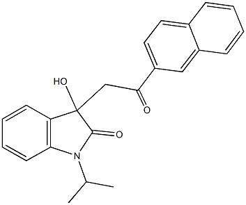 3-hydroxy-1-isopropyl-3-[2-(2-naphthyl)-2-oxoethyl]-1,3-dihydro-2H-indol-2-one Struktur