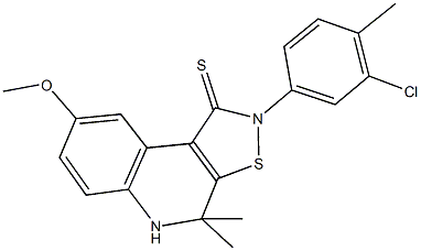 2-(3-chloro-4-methylphenyl)-8-methoxy-4,4-dimethyl-4,5-dihydroisothiazolo[5,4-c]quinoline-1(2H)-thione Struktur