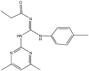 N-(4,6-dimethyl-2-pyrimidinyl)-N'-(4-methylphenyl)-N''-propionylguanidine Struktur