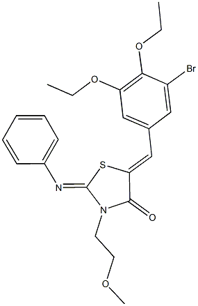 5-(3-bromo-4,5-diethoxybenzylidene)-3-(2-methoxyethyl)-2-(phenylimino)-1,3-thiazolidin-4-one Struktur