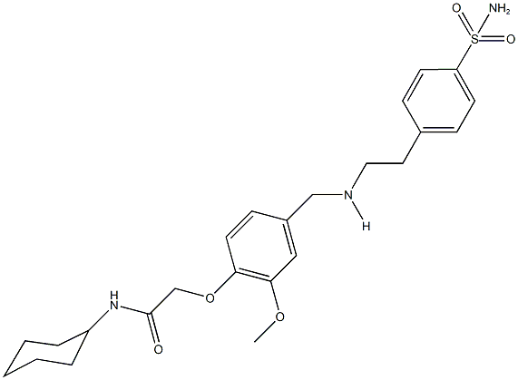 2-{4-[({2-[4-(aminosulfonyl)phenyl]ethyl}amino)methyl]-2-methoxyphenoxy}-N-cyclohexylacetamide Struktur