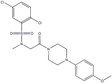 2,5-dichloro-N-{2-[4-(4-methoxyphenyl)-1-piperazinyl]-2-oxoethyl}-N-methylbenzenesulfonamide Struktur