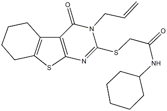 2-[(3-allyl-4-oxo-3,4,5,6,7,8-hexahydro[1]benzothieno[2,3-d]pyrimidin-2-yl)sulfanyl]-N-cyclohexylacetamide Struktur