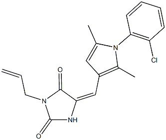 3-allyl-5-{[1-(2-chlorophenyl)-2,5-dimethyl-1H-pyrrol-3-yl]methylene}-2,4-imidazolidinedione Struktur