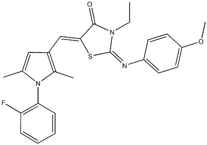 3-ethyl-5-{[1-(2-fluorophenyl)-2,5-dimethyl-1H-pyrrol-3-yl]methylene}-2-[(4-methoxyphenyl)imino]-1,3-thiazolidin-4-one Struktur