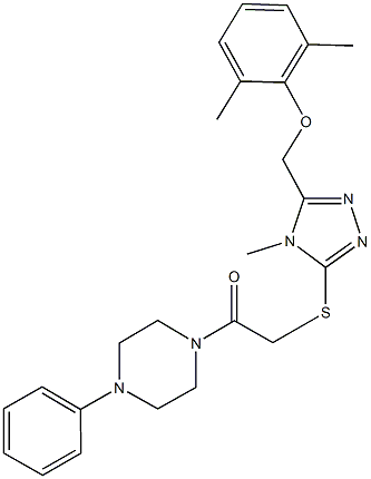 1-[({5-[(2,6-dimethylphenoxy)methyl]-4-methyl-4H-1,2,4-triazol-3-yl}sulfanyl)acetyl]-4-phenylpiperazine Struktur