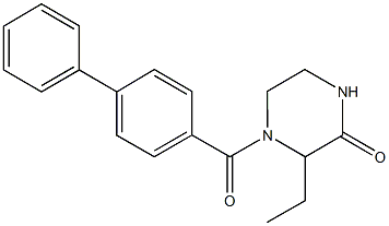 4-([1,1'-biphenyl]-4-ylcarbonyl)-3-ethyl-2-piperazinone Struktur