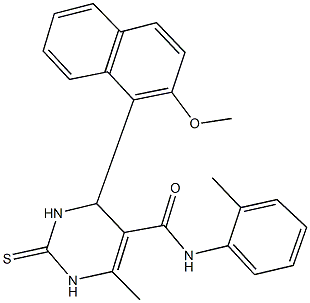 6-methyl-4-[2-(methyloxy)naphthalen-1-yl]-N-(2-methylphenyl)-2-thioxo-1,2,3,4-tetrahydropyrimidine-5-carboxamide Struktur