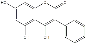 4,5,7-trihydroxy-3-phenyl-2H-chromen-2-one Struktur