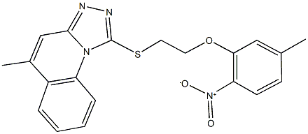 1-[(2-{2-nitro-5-methylphenoxy}ethyl)sulfanyl]-5-methyl[1,2,4]triazolo[4,3-a]quinoline Struktur