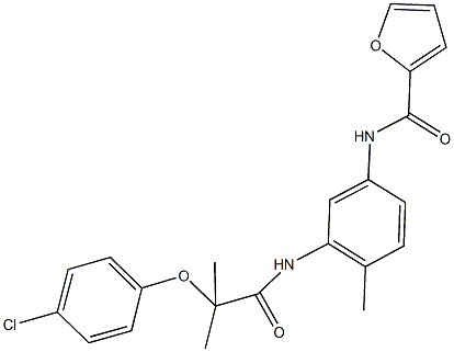 N-(3-{[2-(4-chlorophenoxy)-2-methylpropanoyl]amino}-4-methylphenyl)-2-furamide Struktur