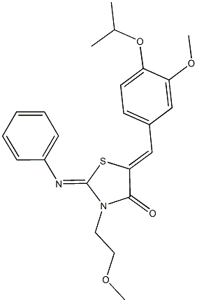 5-(4-isopropoxy-3-methoxybenzylidene)-3-(2-methoxyethyl)-2-(phenylimino)-1,3-thiazolidin-4-one Struktur