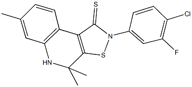 2-(4-chloro-3-fluorophenyl)-4,4,7-trimethyl-4,5-dihydroisothiazolo[5,4-c]quinoline-1(2H)-thione Struktur