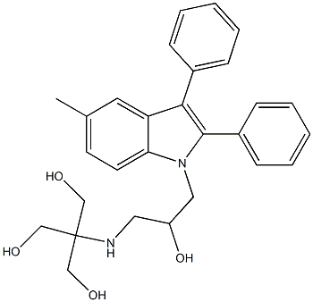 2-(hydroxymethyl)-2-{[2-hydroxy-3-(5-methyl-2,3-diphenyl-1H-indol-1-yl)propyl]amino}-1,3-propanediol Struktur