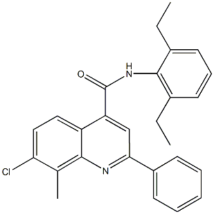 7-chloro-N-(2,6-diethylphenyl)-8-methyl-2-phenyl-4-quinolinecarboxamide Struktur