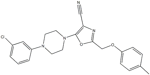 5-[4-(3-chlorophenyl)-1-piperazinyl]-2-[(4-methylphenoxy)methyl]-1,3-oxazole-4-carbonitrile Struktur