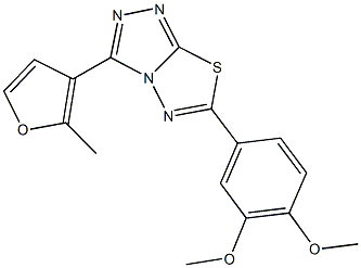 6-(3,4-dimethoxyphenyl)-3-(2-methyl-3-furyl)[1,2,4]triazolo[3,4-b][1,3,4]thiadiazole Struktur