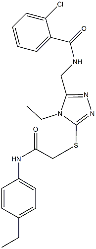 2-chloro-N-[(4-ethyl-5-{[2-(4-ethylanilino)-2-oxoethyl]thio}-4H-1,2,4-triazol-3-yl)methyl]benzamide Struktur