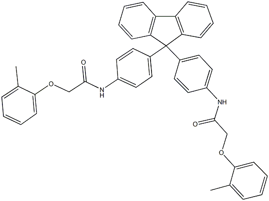 2-(2-methylphenoxy)-N-{4-[9-(4-{[(2-methylphenoxy)acetyl]amino}phenyl)-9H-fluoren-9-yl]phenyl}acetamide Struktur