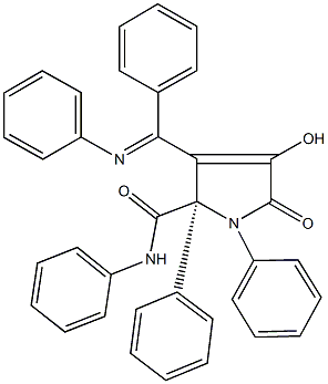 4-hydroxy-5-oxo-N,1,2-triphenyl-3-[phenyl(phenylimino)methyl]-2,5-dihydro-1H-pyrrole-2-carboxamide Struktur