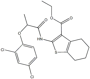 ethyl 2-{[2-(2,4-dichlorophenoxy)propanoyl]amino}-4,5,6,7-tetrahydro-1-benzothiophene-3-carboxylate Struktur