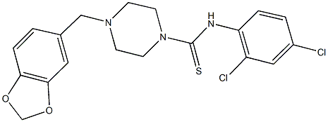 4-(1,3-benzodioxol-5-ylmethyl)-N-(2,4-dichlorophenyl)-1-piperazinecarbothioamide Struktur