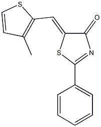 5-[(3-methyl-2-thienyl)methylene]-2-phenyl-1,3-thiazol-4(5H)-one Struktur