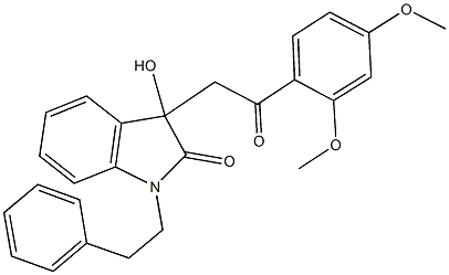 3-[2-(2,4-dimethoxyphenyl)-2-oxoethyl]-3-hydroxy-1-(2-phenylethyl)-1,3-dihydro-2H-indol-2-one Struktur