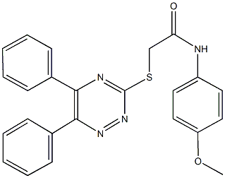 2-[(5,6-diphenyl-1,2,4-triazin-3-yl)sulfanyl]-N-[4-(methyloxy)phenyl]acetamide Struktur