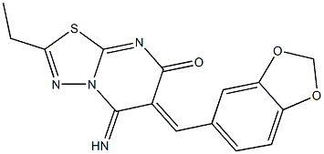 6-(1,3-benzodioxol-5-ylmethylene)-2-ethyl-5-imino-5,6-dihydro-7H-[1,3,4]thiadiazolo[3,2-a]pyrimidin-7-one Struktur