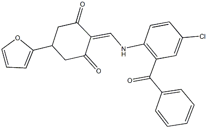 2-[(2-benzoyl-4-chloroanilino)methylene]-5-(2-furyl)-1,3-cyclohexanedione Struktur