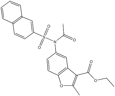 ethyl 5-[acetyl(2-naphthylsulfonyl)amino]-2-methyl-1-benzofuran-3-carboxylate Struktur