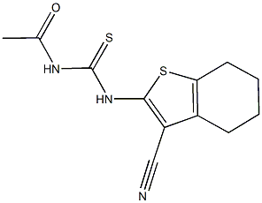 N-acetyl-N'-(3-cyano-4,5,6,7-tetrahydro-1-benzothien-2-yl)thiourea Struktur