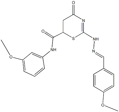 2-[2-(4-methoxybenzylidene)hydrazino]-N-(3-methoxyphenyl)-4-oxo-5,6-dihydro-4H-1,3-thiazine-6-carboxamide Struktur