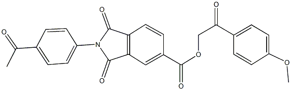 2-(4-methoxyphenyl)-2-oxoethyl 2-(4-acetylphenyl)-1,3-dioxo-5-isoindolinecarboxylate Struktur